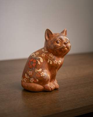 Gato de cerámica pintado a mano