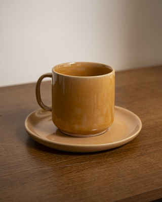Taza large chocolate con plato redondo